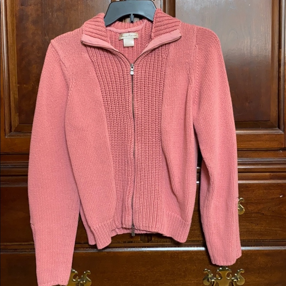 Tommy Bahama Cable Knit Zip Front Sweater Sz L